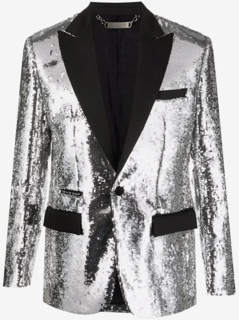 Philipp Plein sequin-embellished single-breasted blazer