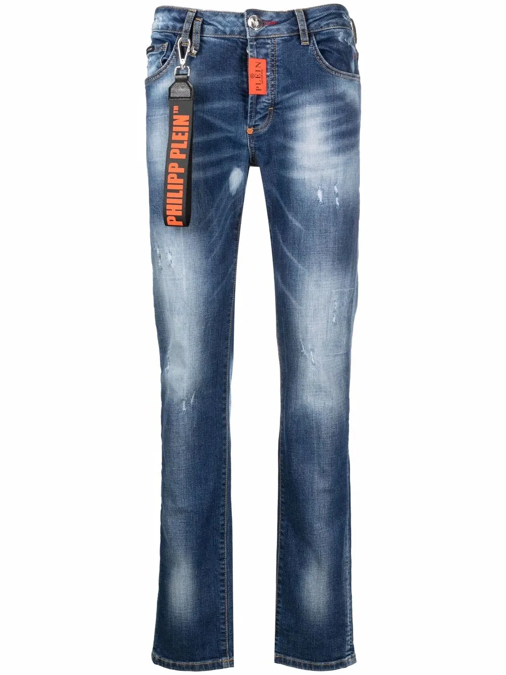 

Philipp Plein jeans slim con efecto envejecido - Azul