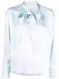 Lanvin ribbon-fastened silk blouse - Blue