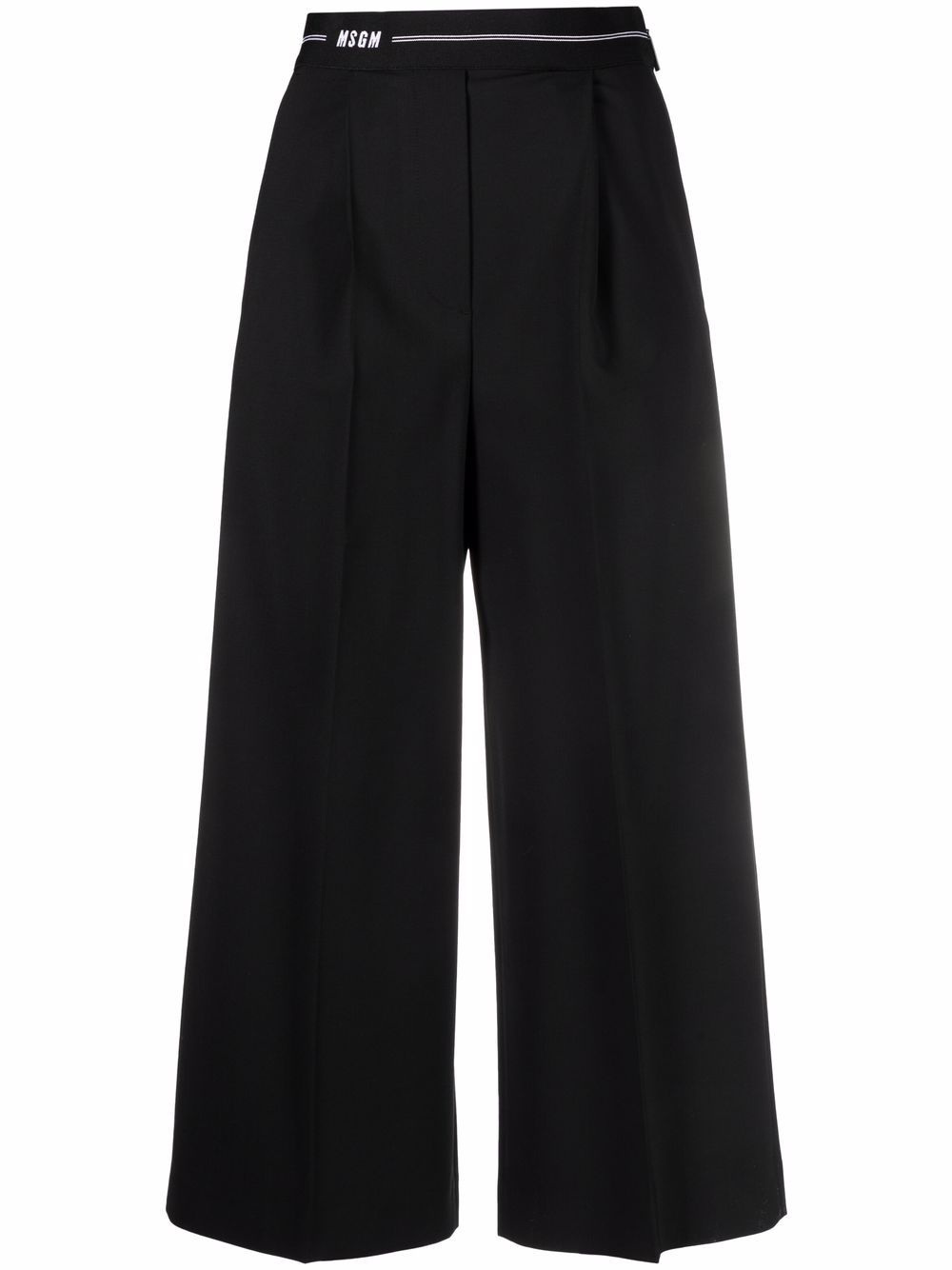 

MSGM pantalones capri con pretina del logo - Negro