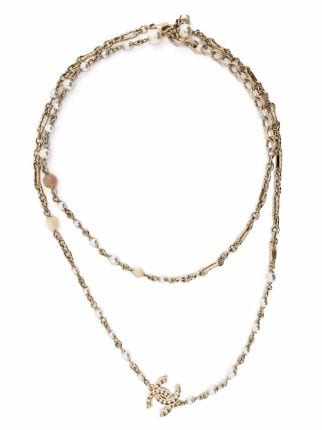 CHANEL Pre-Owned 2000s CC pearl-embellished Necklace - Farfetch