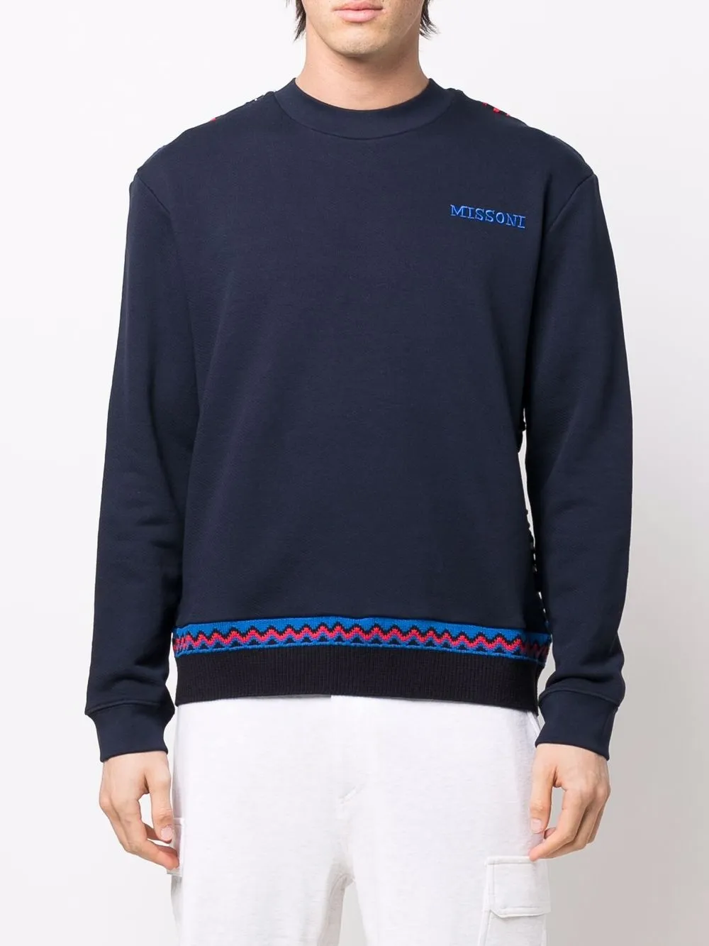  Missoni Sweatshirt Mit Zickzack Detail   Blau 