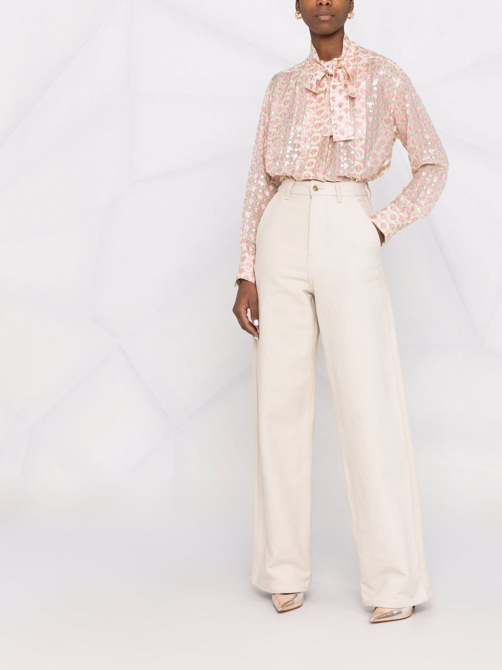 Golden Goose Blouse met jacquard - Beige