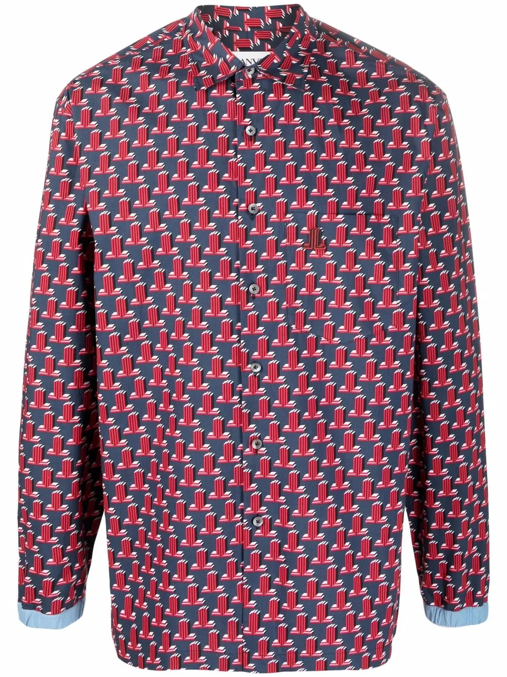 geometric-print long-sleeve shirt