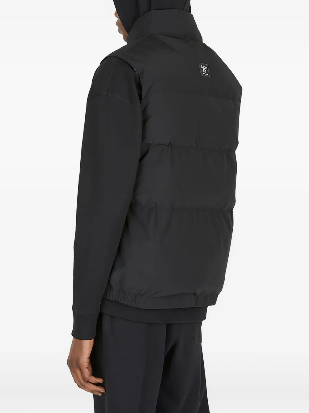 More Joy hooded puffer vest Zwart