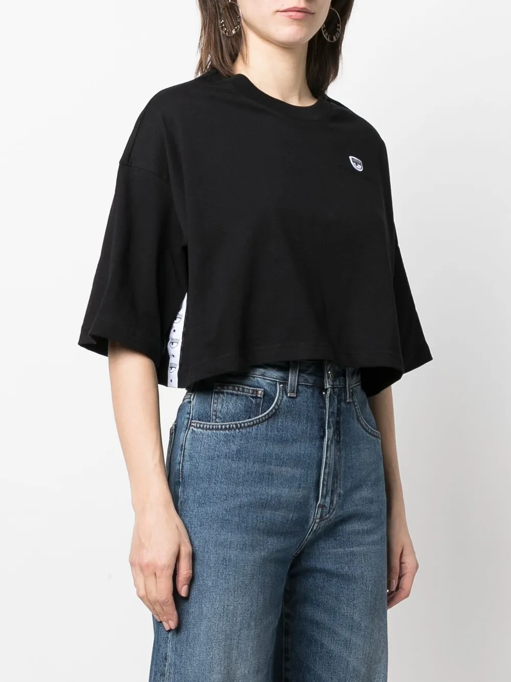 chiara ferragni logo刺绣短款t恤 图 3