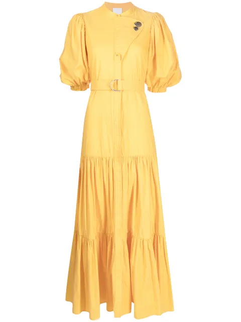 puff-sleeve tiered dress