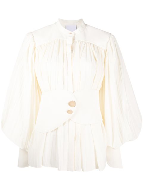 Acler puff-sleeve pleated blouse
