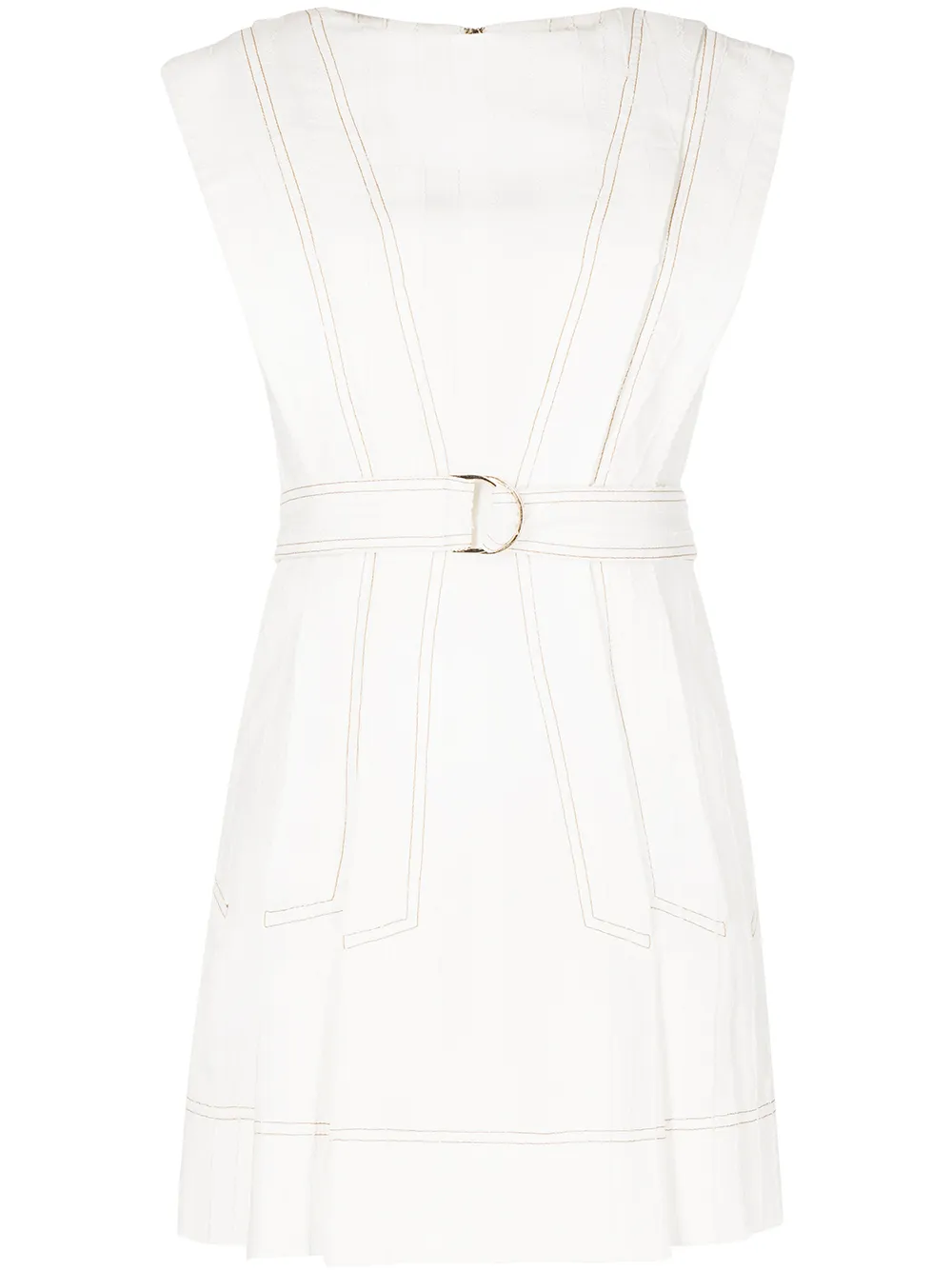 

Acler frayed-panel belted dress - White