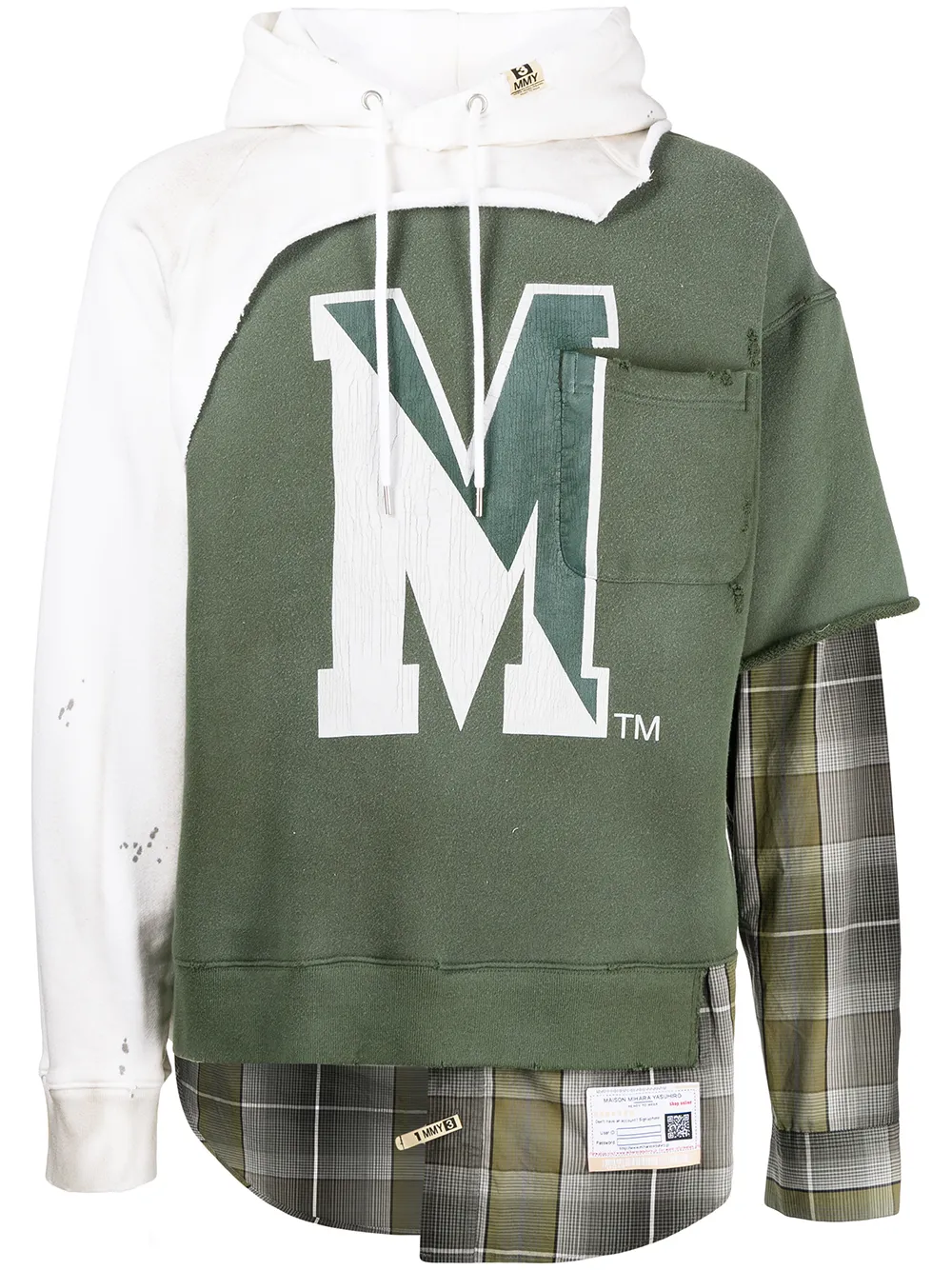 

Maison Mihara Yasuhiro panelled drawstring hoodie - Green