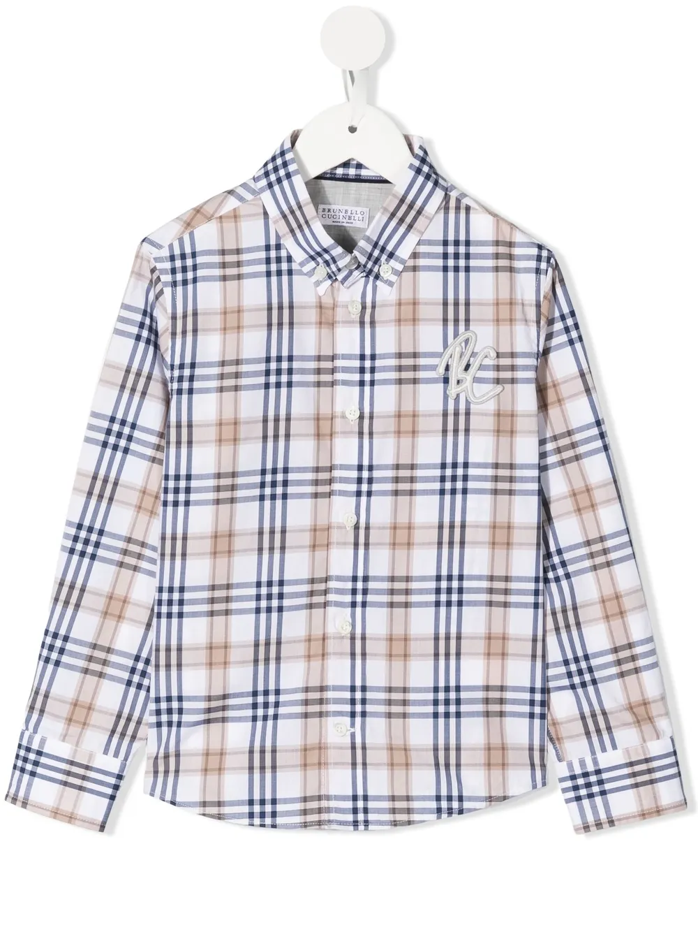 Brunello Cucinelli Kids клетчатая рубашка на пуговицах