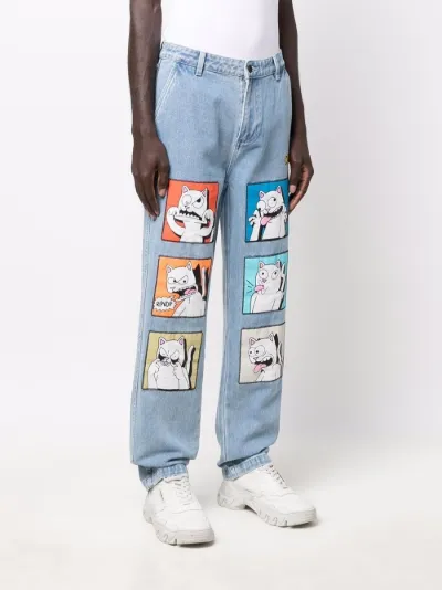 logo-print straight jeans | Ripndip 