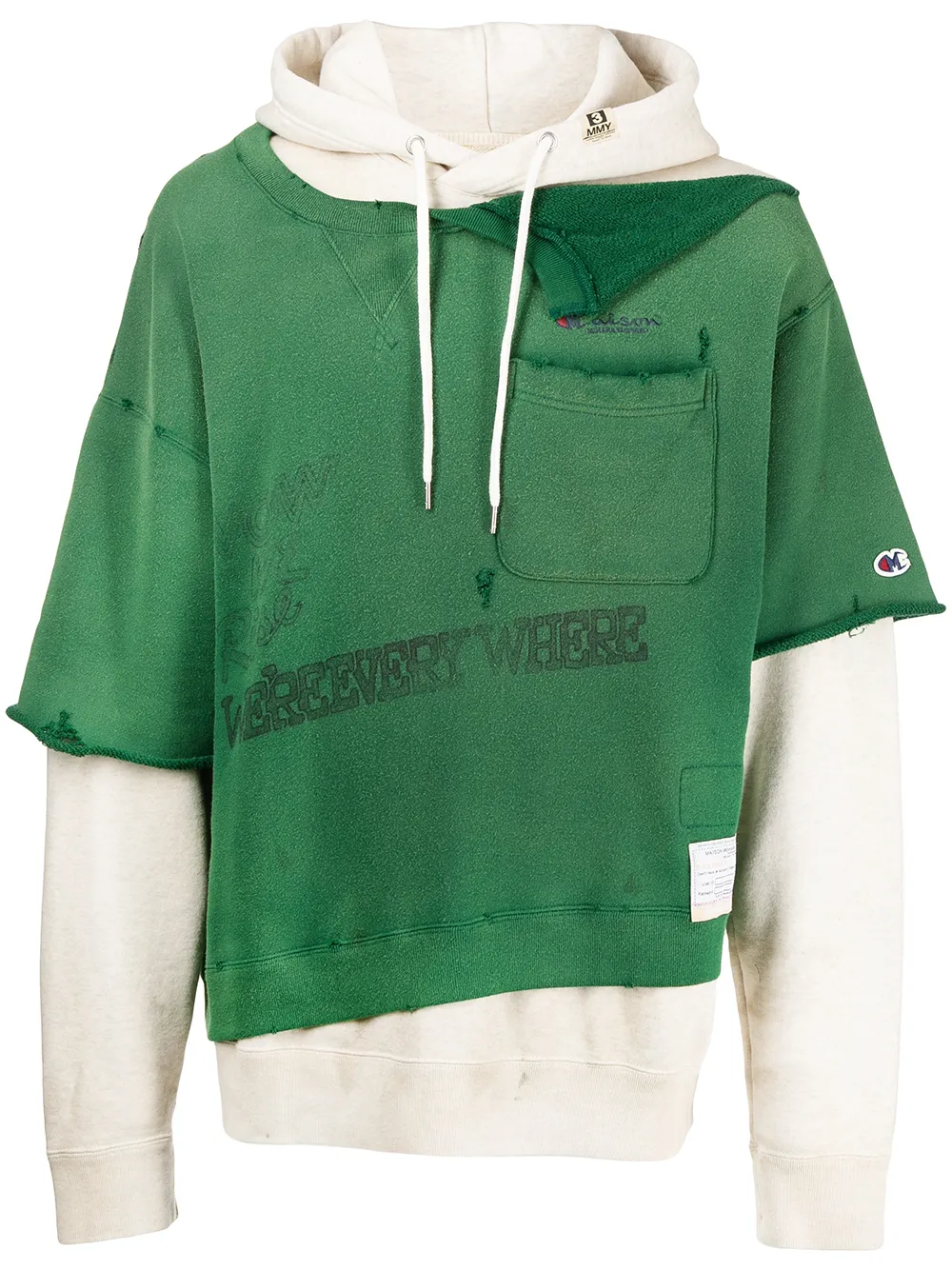 

Maison Mihara Yasuhiro patchwork-design panelled hoodie - Green