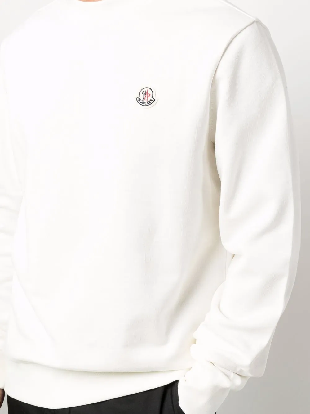 Moncler Sweater met geborduurd logo Wit