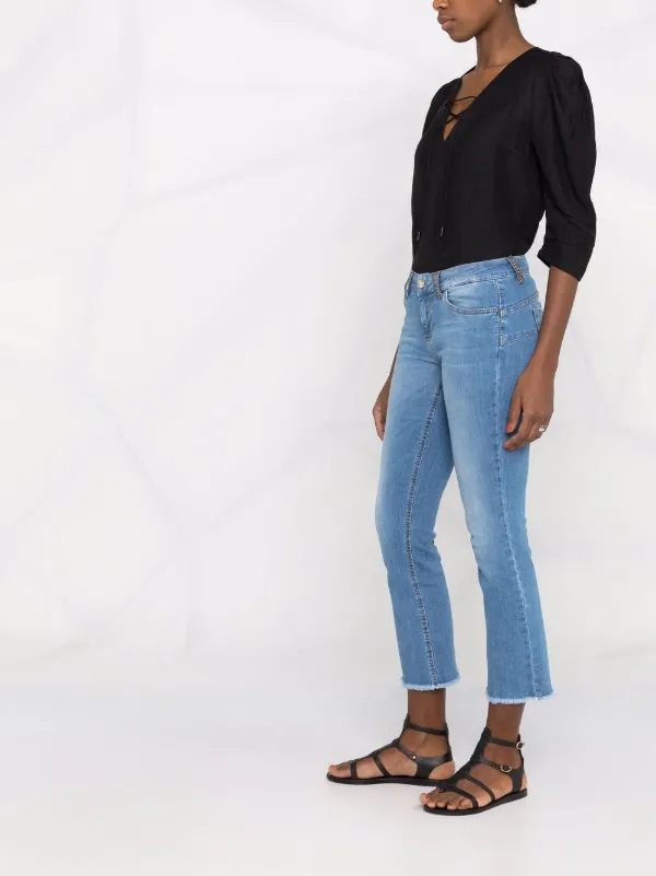 LIU JO Cropped frayed-edge jeans 