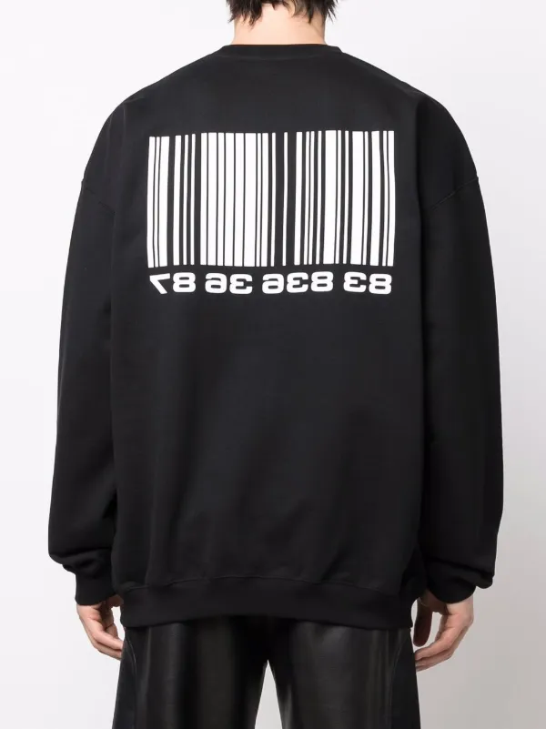 VTMNTS bar-code Print Sweatshirt | Black | FARFETCH UK
