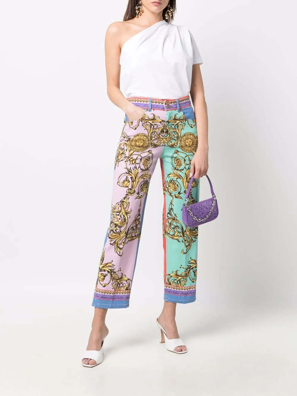 Versace Jeans Couture Jeans met barokprint - Roze