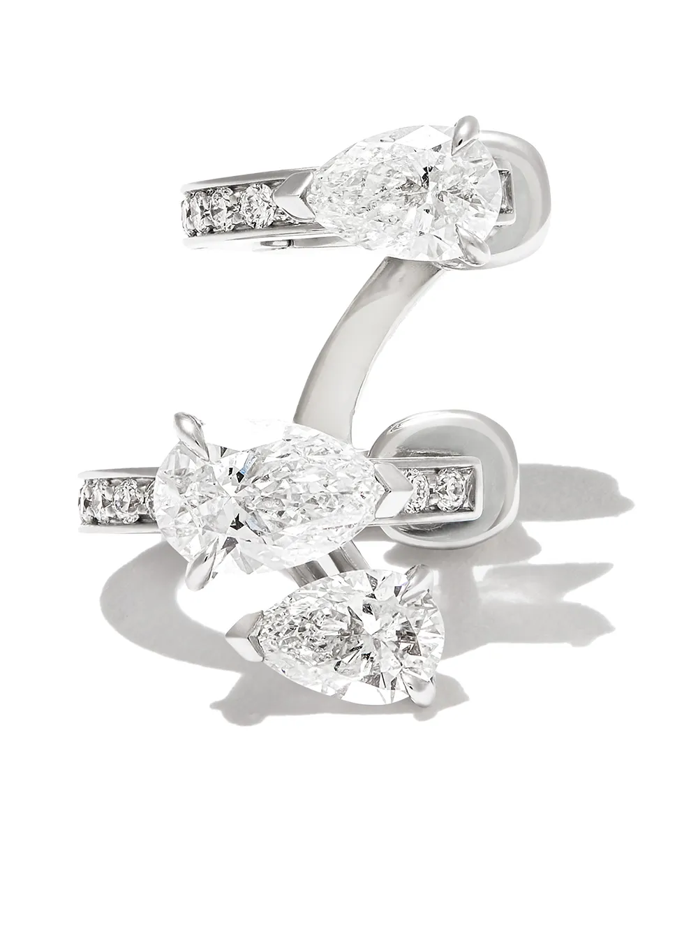 Repossi 18kt White Gold Serti 3 Diamond Cuff Earring Farfetch