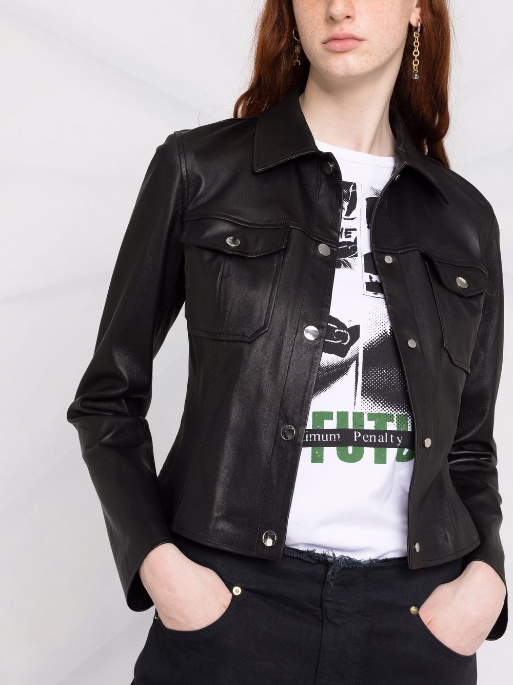 фото Desa 1972 flap-pocket button-front leather jacket