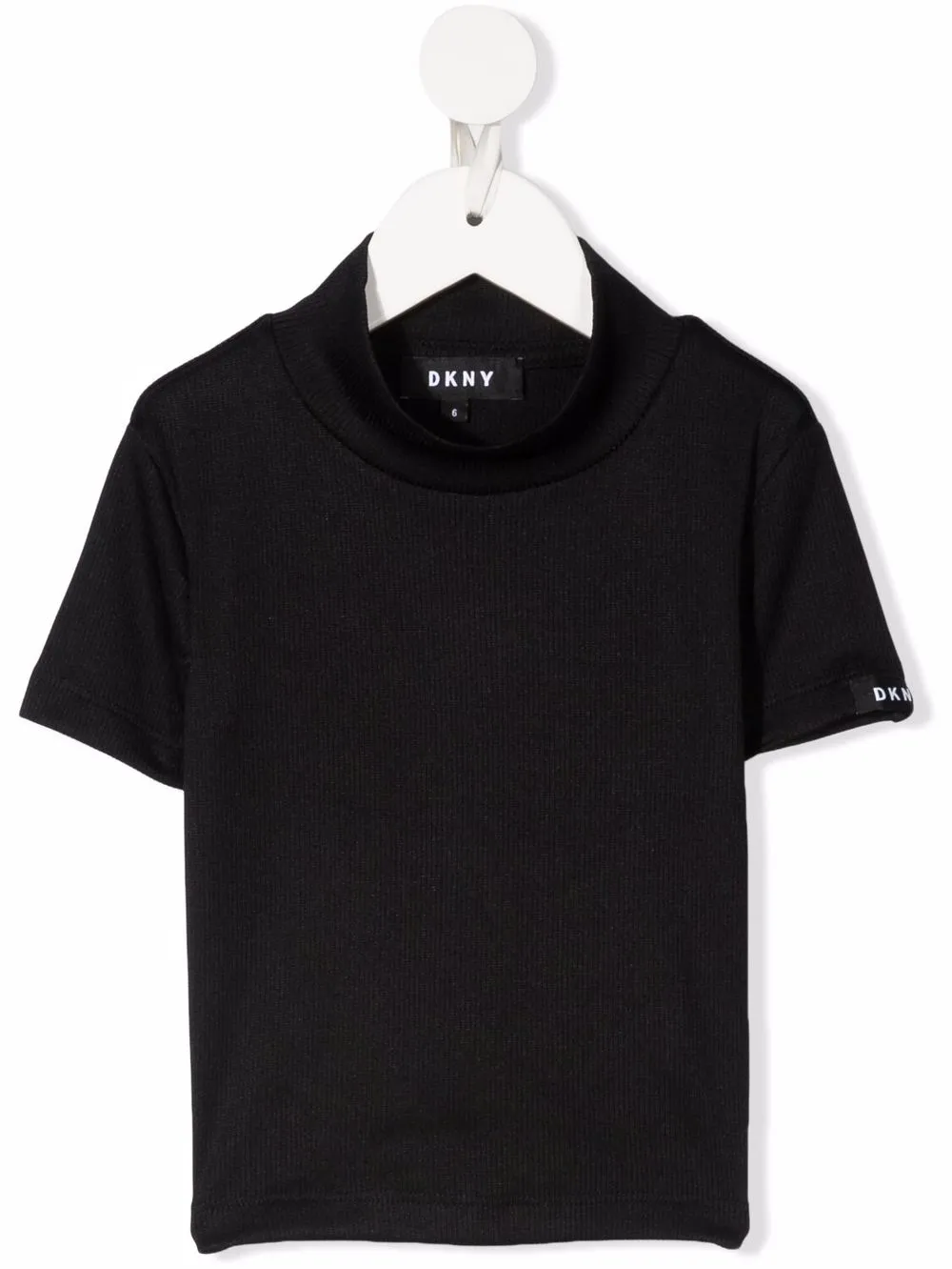 

Dkny Kids playera tejida de canalé con cuello de tortuga - Negro