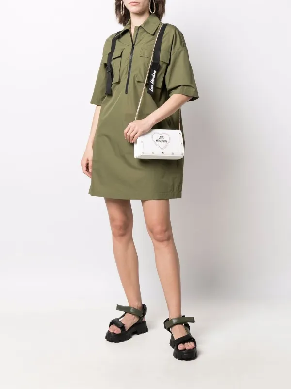 Love Moschino zip-up cotton-blend Dress | Green | FARFETCH GE