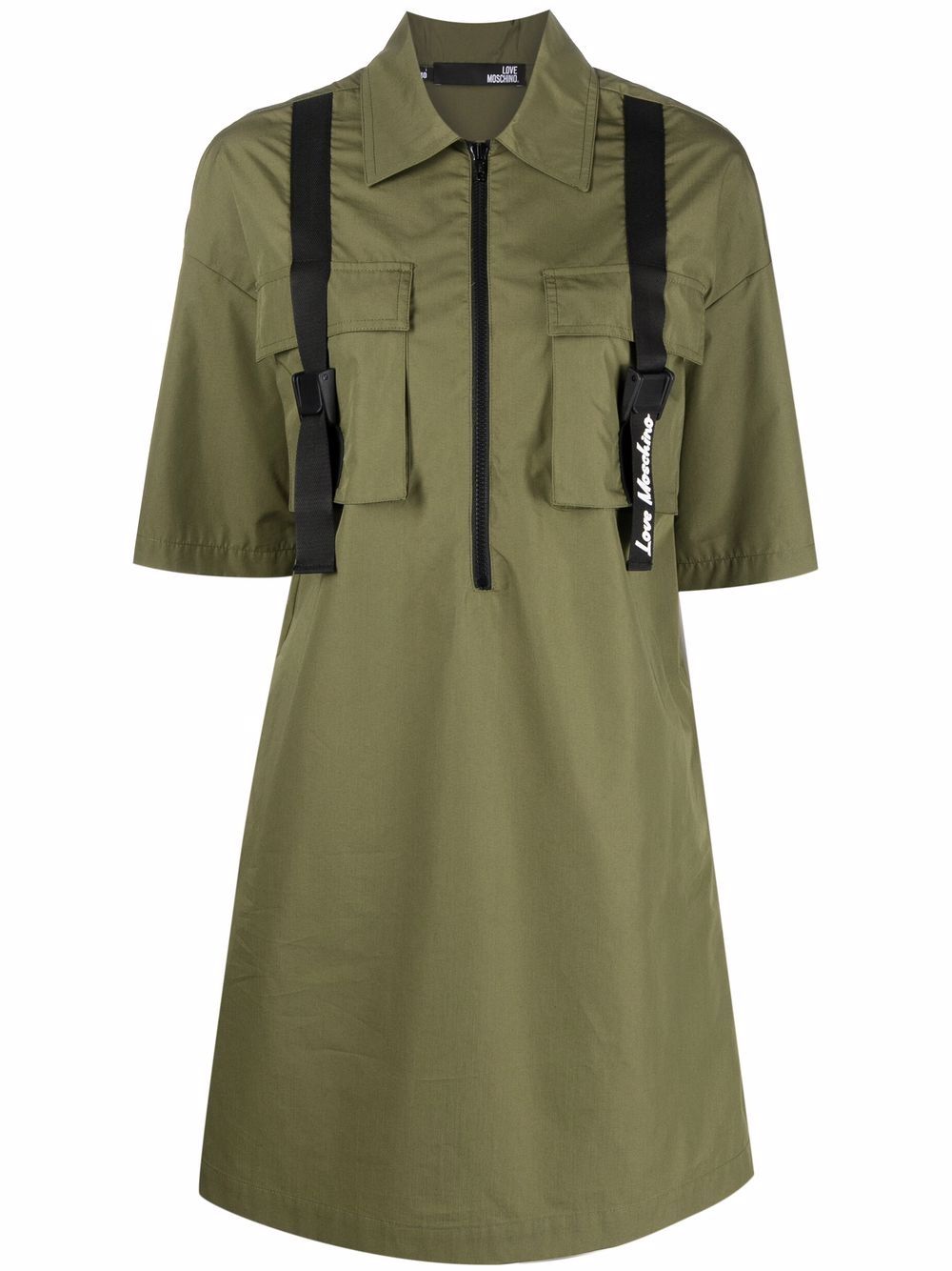 

Love Moschino zip-up cotton-blend dress - Green