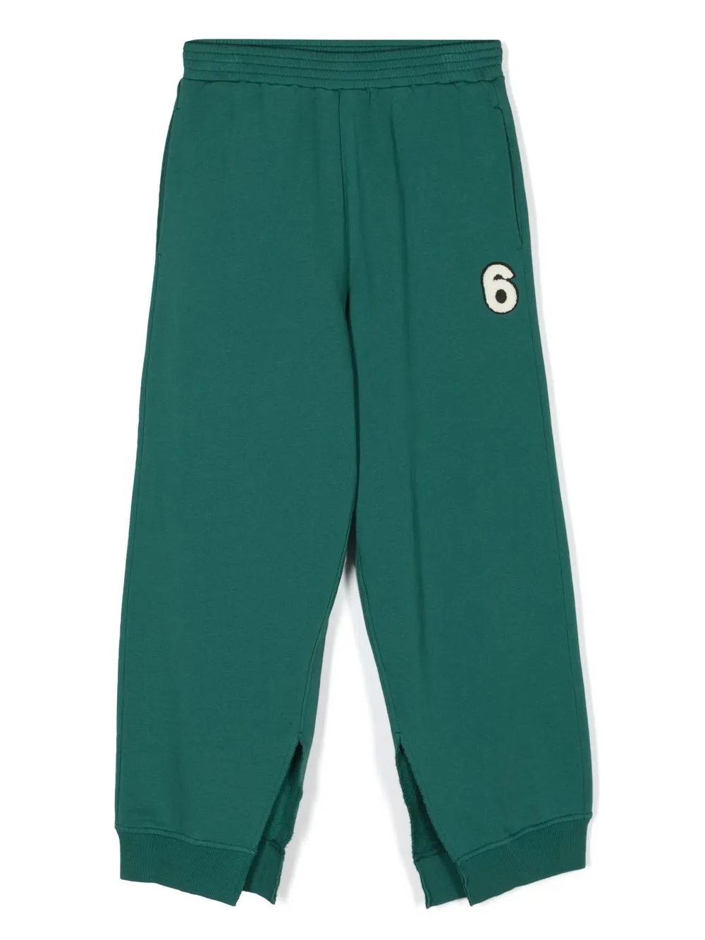 Mm6 Maison Margiela Teen Green Logo Patch Cotton Track Pants In Green