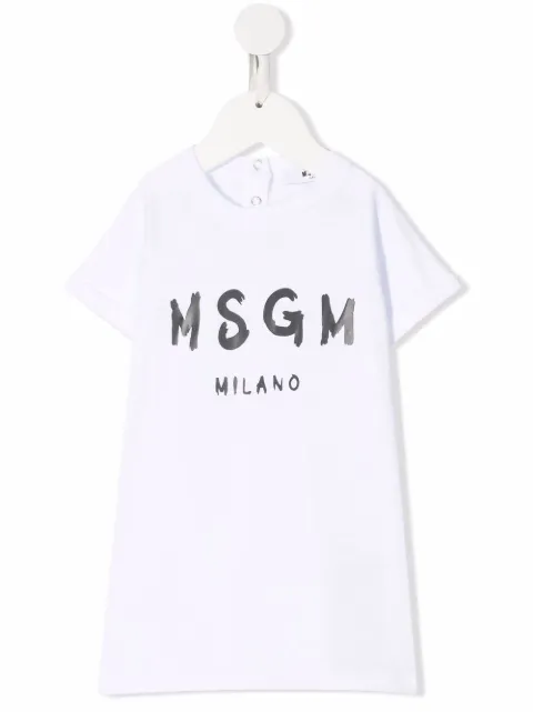 Msgm Kids تيشيرت طويل بطبعة شعار الماركة