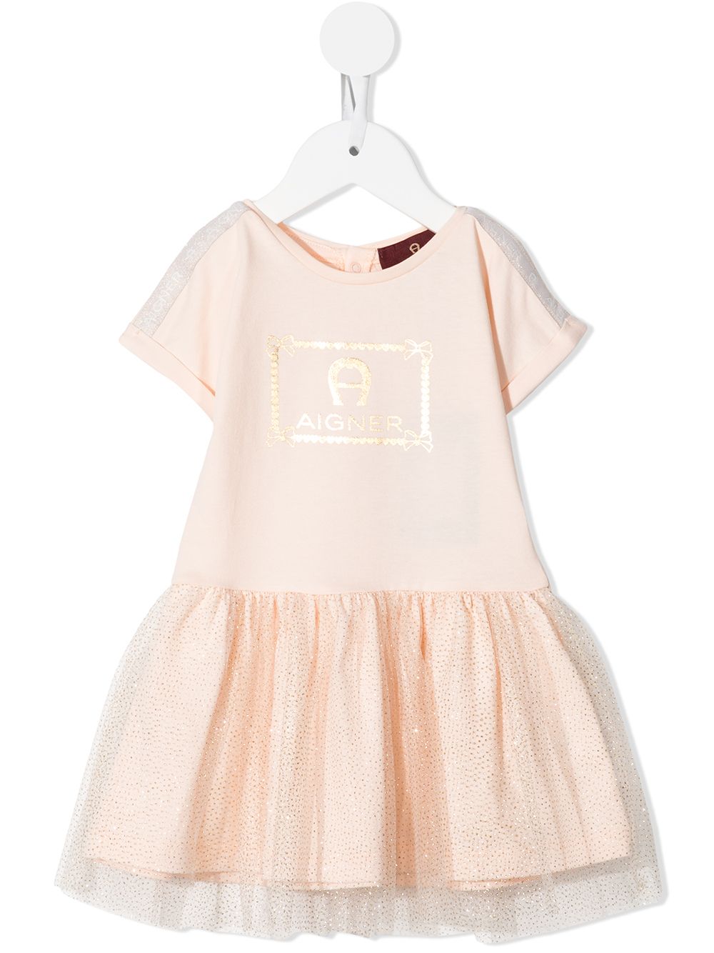 фото Aigner kids logo-print smock t-shirt dress