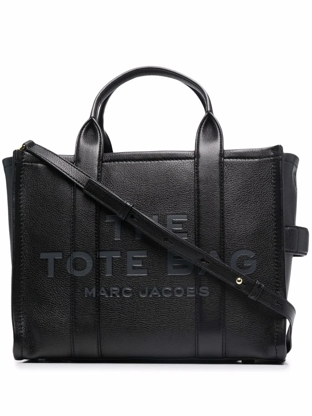 Marc Jacobs Structured Black Leather Handbag With Rounded Top Handles In Black