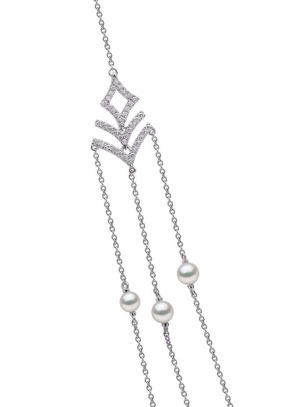 фото Yoko london 18kt white gold sleek freshwater pearl diamond necklace