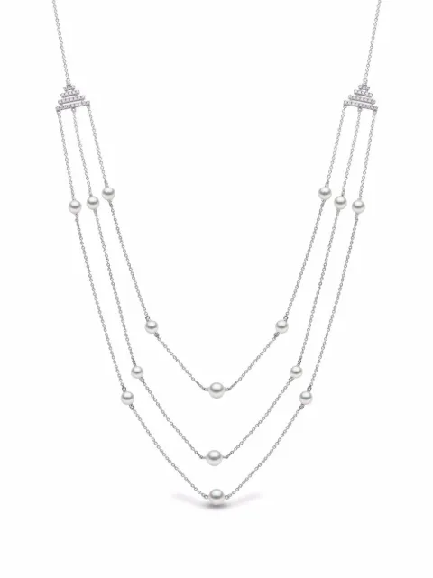 Yoko London 18kt white gold Sleek Freshwater pearl diamond necklace