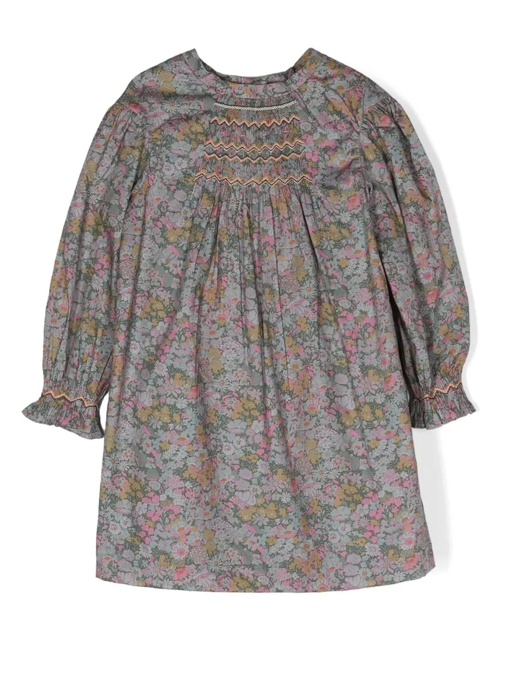 

Bonpoint vestido manga larga con estampad floral - Gris