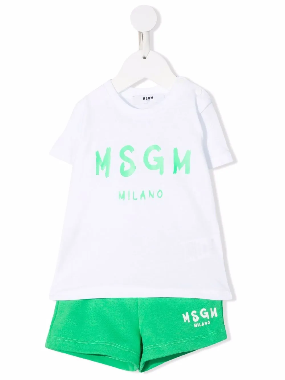 

MSGM Kids conjunto de shorts con logo estampado - Verde