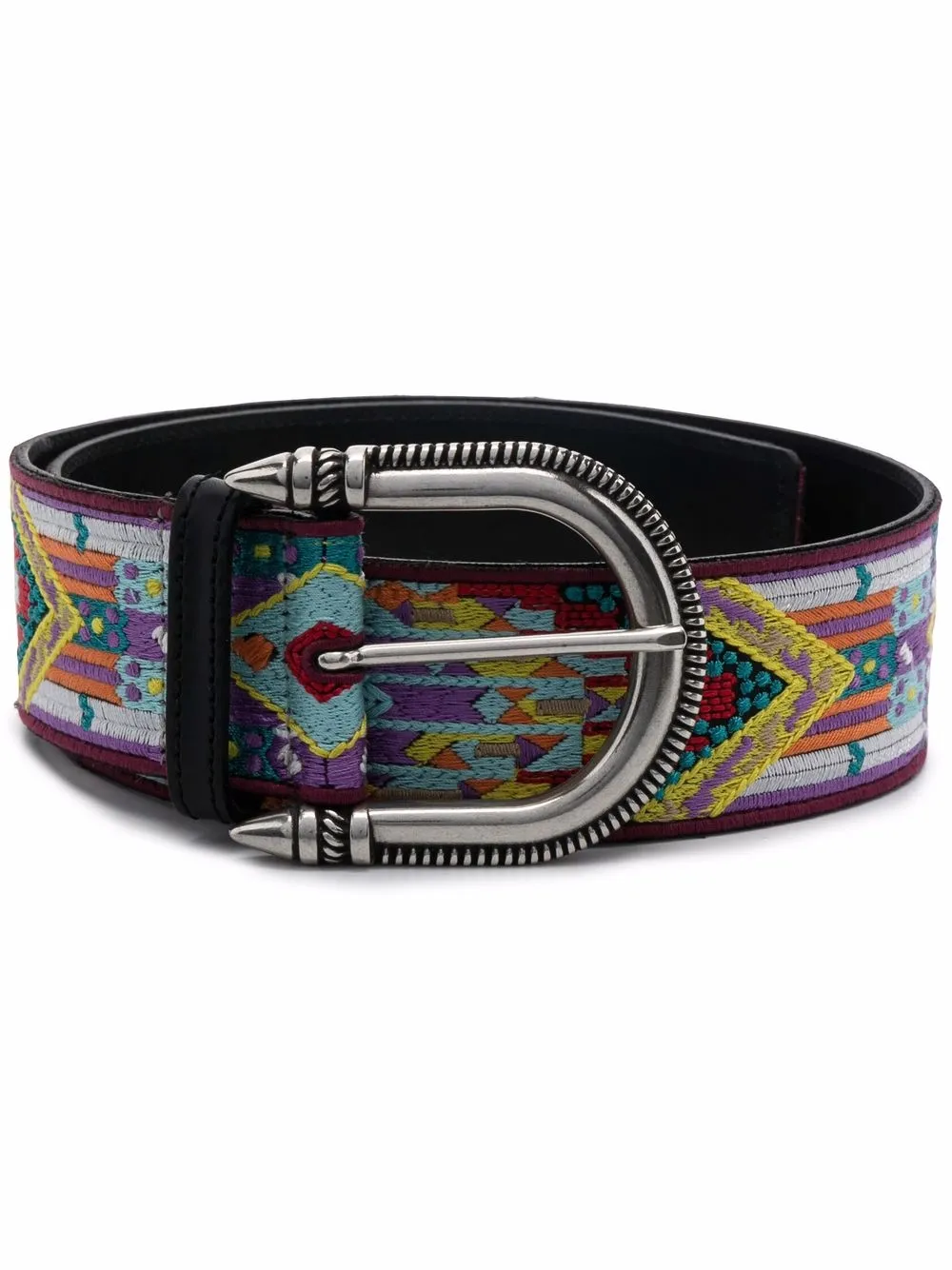 

ETRO embroidered leather belt - Blue
