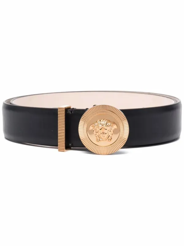 Versace Medusa Biggie Leather Belt | Black | FARFETCH