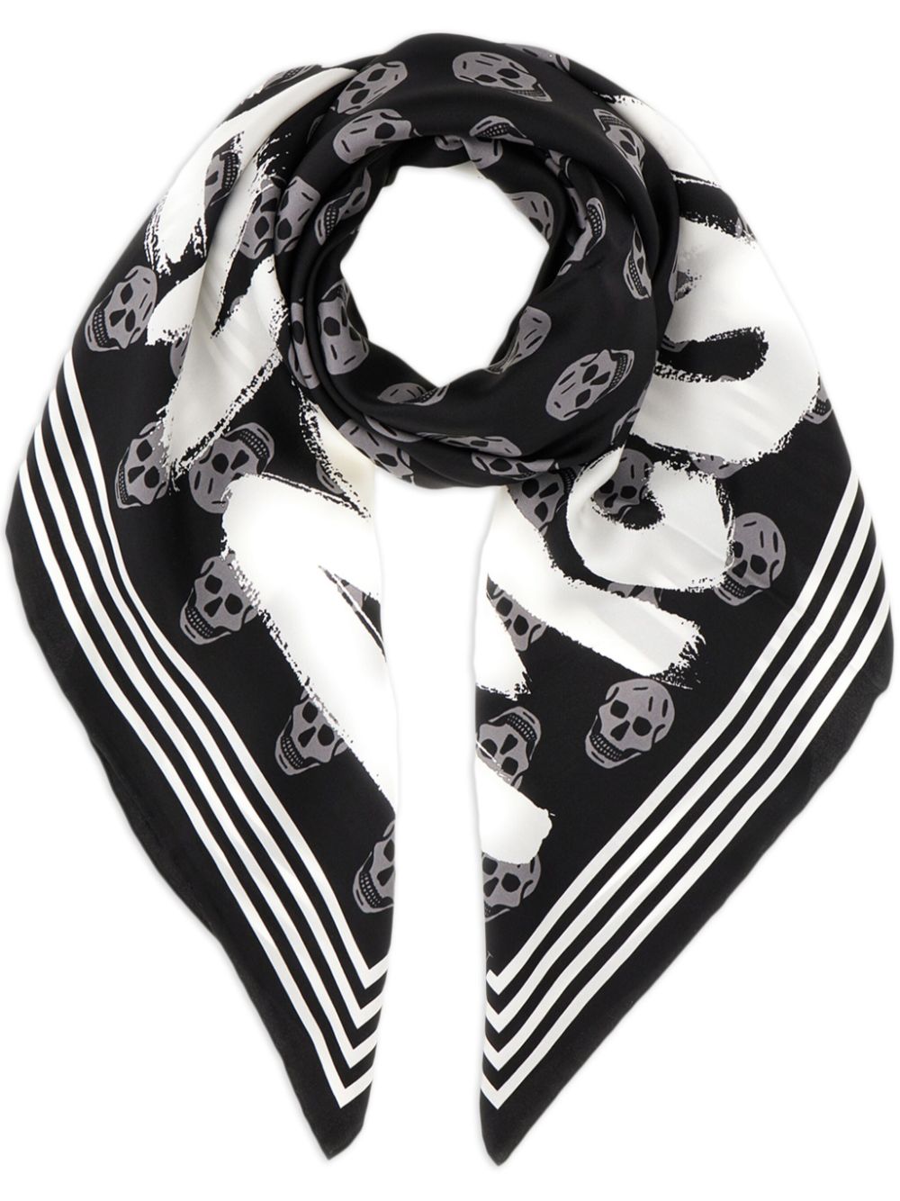 Alexander McQueen logo-print skull-motif scarf - Black