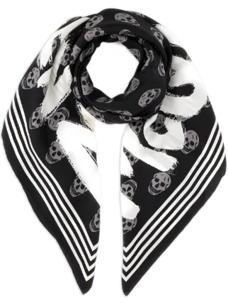 Alexander McQueen logo-print skull-motif Scarf | Black | FARFETCH AZ