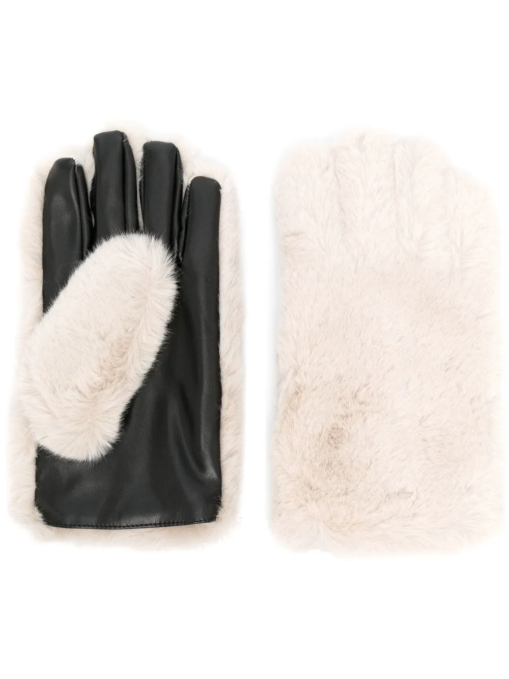 leather and fur fingerless gloves