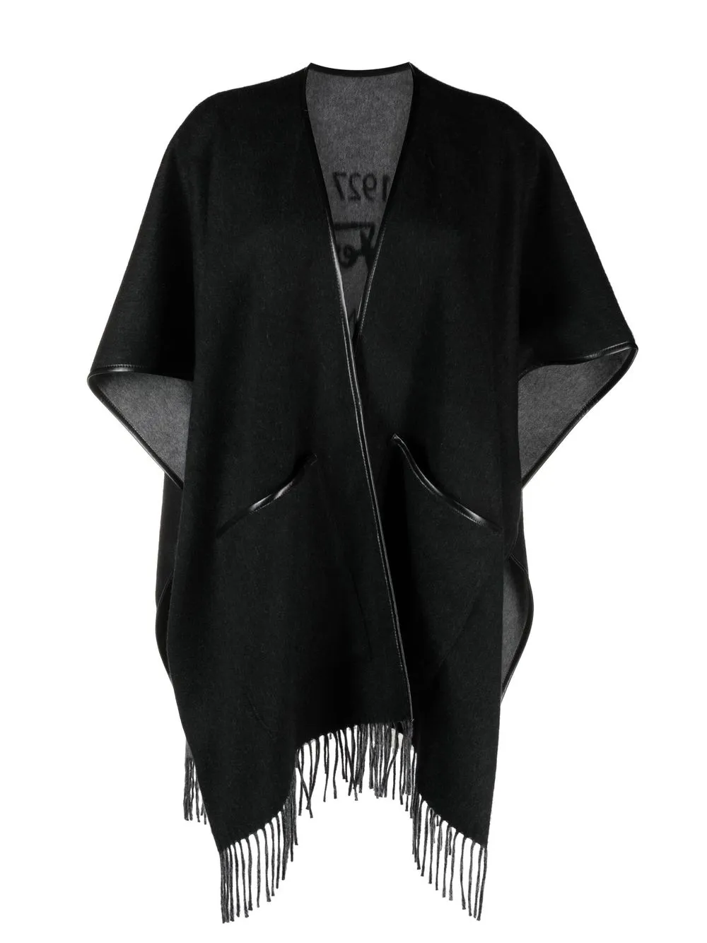 

Salvatore Ferragamo logo print reversible poncho - Black