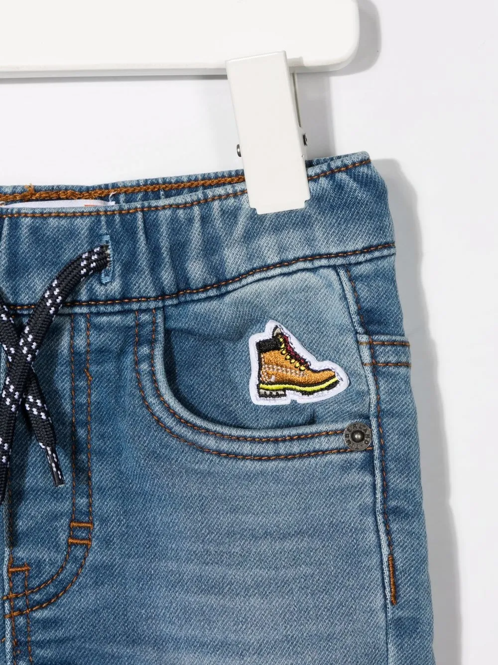  Timberland Kids Bermudas Vaqueras Con Parche - Azul 