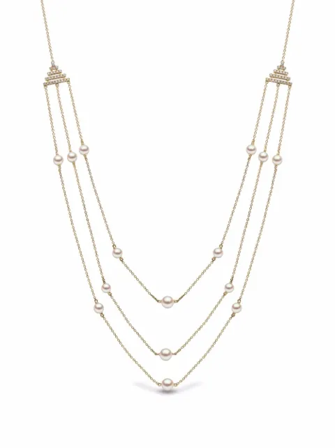 Yoko London колье Sleek из желтого золота с жемчугом и бриллиантами
