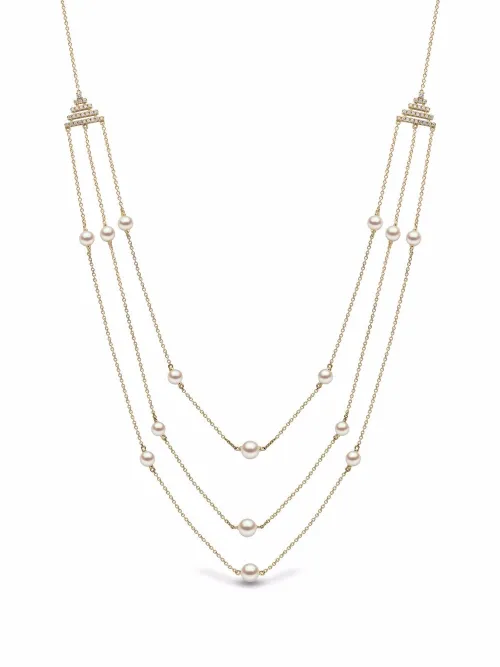Collier Sleek en blanc 18ct orné de perles d'eau douce et de diamants - Yoko London - Modalova