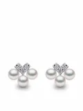 Yoko London 18kt white gold Sleek Akoya pearl diamond stud earrings - Silver