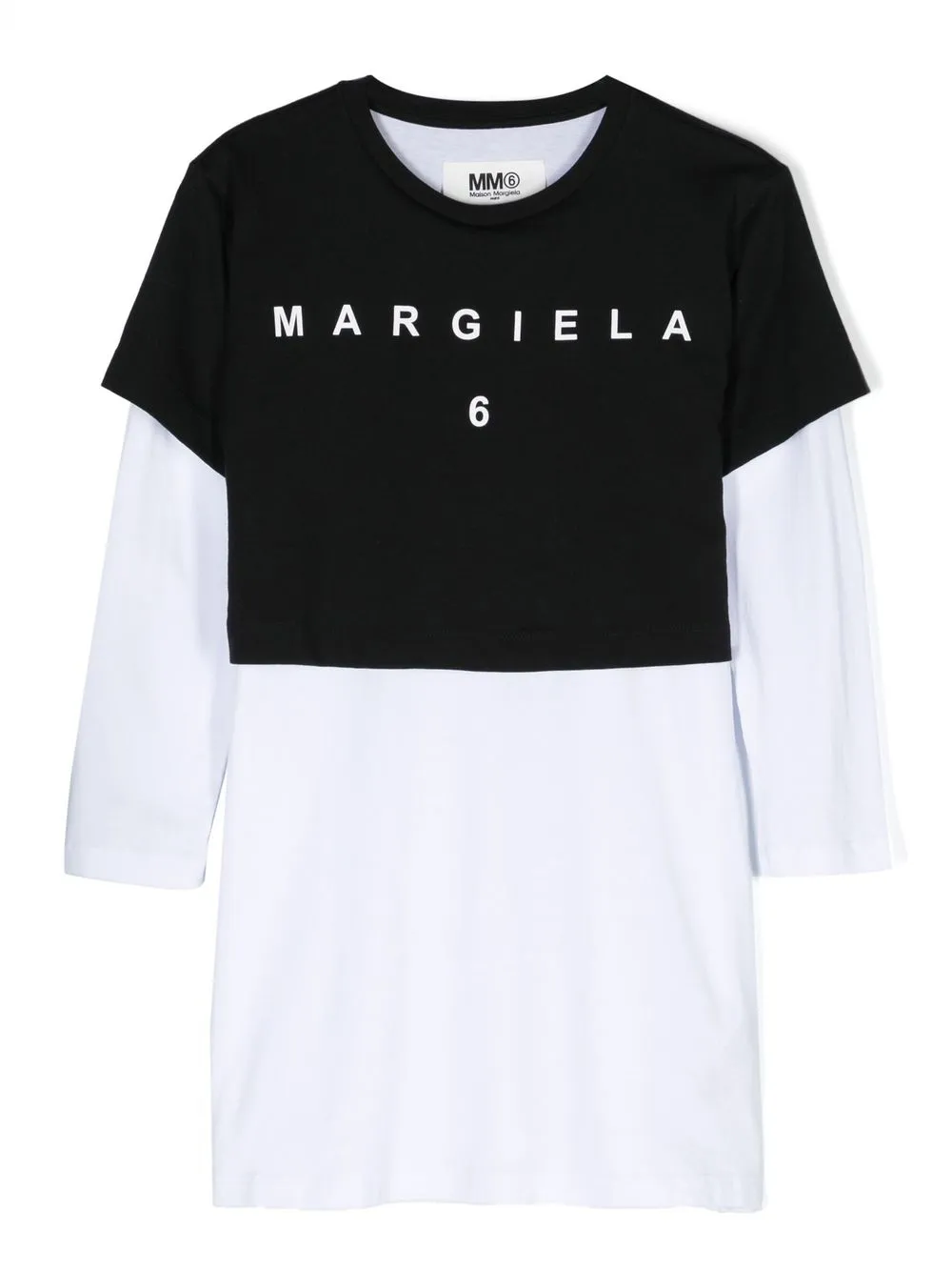 

MM6 Maison Margiela Kids vestido a capas con logo estampado - M6C10 BLACK WHITE
