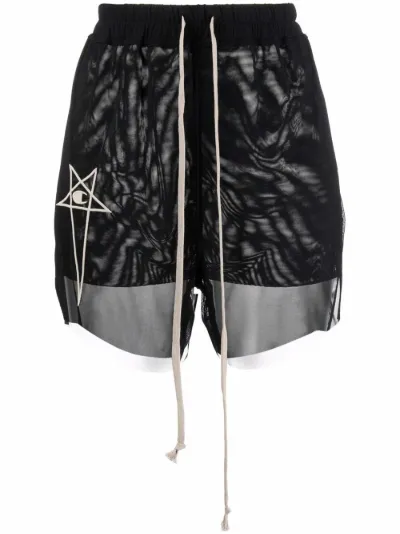 logo-embroidered sheer shorts | Rick 
