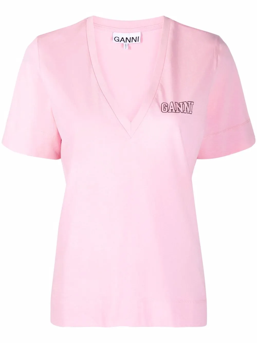 

GANNI playera con logo estampado - Rosado