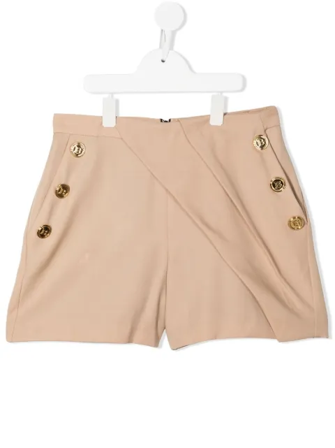 Balmain Kids embossed-button detail shorts