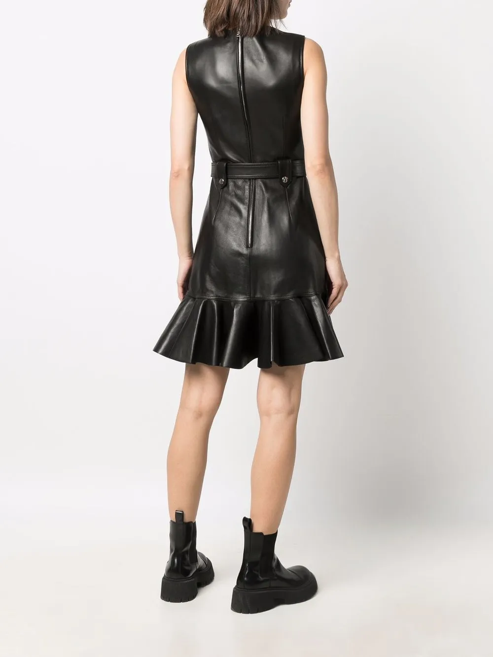 Shop Alexander McQueen leather biker mini dress with Express Delivery ...