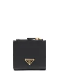Prada logo plaque compact wallet - Black